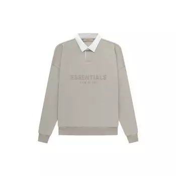 Fear of God Essentials SS23 Вафельная футболка Henley для регби с печатью и логотипом Поло с длинными рукавами Мужские топы Seal-серый FOG-SS23-053 L