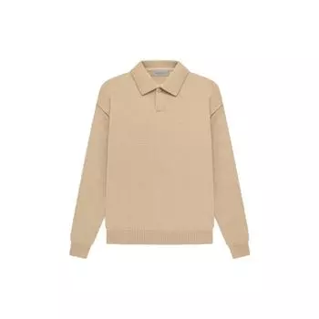 Fear of God Essentials SS23 Вязаные мужские рубашки-поло с длинными рукавами песочно-белого цвета FOG-SS23-041 L