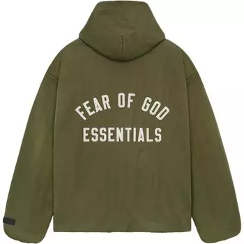 Fear of God Essentials текстурированная нейлоновая куртка с капюшоном для тренеров, военная мужская верхняя одежда, зеленая 202BT246375F