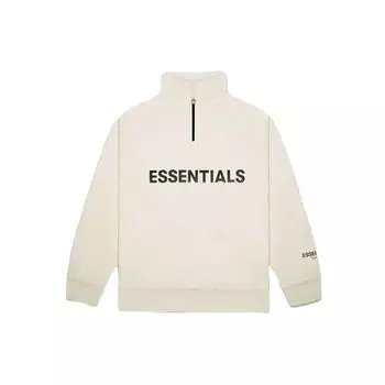 Fear of God Флисовая толстовка Essentials FW20 с застежкой-молнией на половину длины, унисекс, топы, кремовые, FOG-FW20-346 L