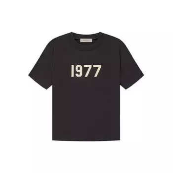 Fear of God Футболка Essentials Iron 1977 Series Digital Flocking с коротким рукавом и заниженной линией плеч, женские топы, черный-Iron FOG-SS22-045 XS