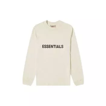 Fear of God Футболка Essentials с длинным рукавом и силиконовым логотипом, свободный крой, мужские топы, кремовый цвет FOG-SS20-286 S