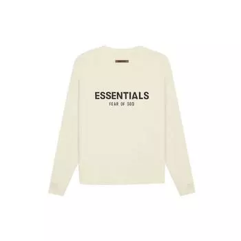 Fear of God Футболка Essentials SS21 с длинным рукавом и логотипом, унисекс, топы, кремовые FOG-SS21-560 XS