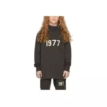 Fear of God Футболка Essentials SS22 Iron 1977 Series с цифровым принтом и воротником-стойкой, с длинным рукавом, детские топы, черный-Iron FOG-SS22-255 XXL