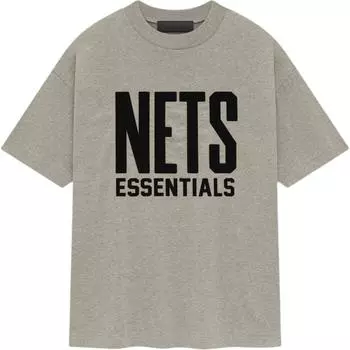 Fear of God Футболка Essentials x NBA Brooklyn Nets серо-черная унисекс 125AL244105F XXL