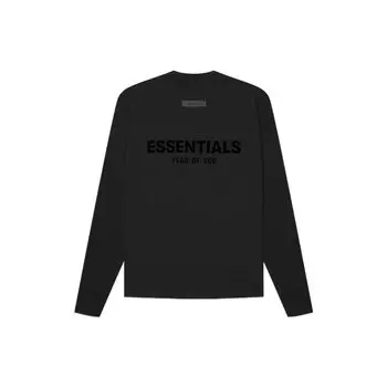 Fear of God Футболка с длинными рукавами Essentials SS22 и бархатными надписями унисекс, черный FOG-SS22-463 XXL