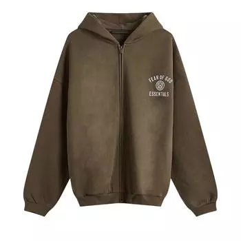 Fear of God Мужская флисовая толстовка с капюшоном на молнии Essentials, коричневая, 192HO246245F L