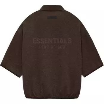 Футболка-поло Fear of God Essentials с рукавом 3/4, цвет Heather Wood, мужская, коричневая 192SU244402F S