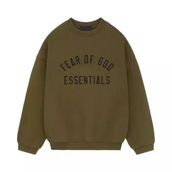 Fear of God Мужские топы Essentials из флиса с круглым вырезом Olive Green 192BT246264F XL