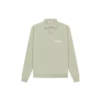 Fear of God Поло Essentials SS22 с длинным рукавом и логотипом Flocked, мужские рубашки поло Seafoam серо-зеленого цвета FOG-SS22-182 L