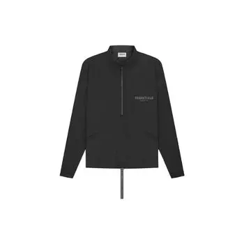 Fear of God Спортивная куртка Essentials SS21 с половиной молнии, рукавами реглан и воротником-стойкой, верхняя одежда унисекс, черная FOG-SS21-627 S