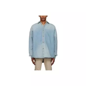 Fear Of God SS23 Eternal Series Non-Stretch Denim Shirt Fading Throughout 5 Year Indigo Back Logo Patch Long Sleeve Shirt Men Shirts FOG-SS23-760 S