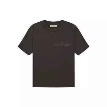 Fear of God Женская футболка Essentials с коротким рукавом, черная, однотонная, с принтом логотипа и круглым вырезом, серо-черная, FOG-FW22-680 XXS