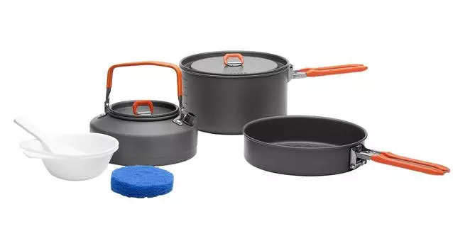 FEAST2 Aluminum set for 2 to 3 people Japanese long warranty Fire-Maple cooker/frying pan/kettle [Genuine product] 3-year