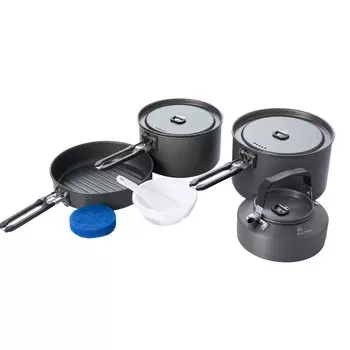 FEAST4 BLACK Aluminum Cooker Frying Pan Kettle Set Camping Fire-Maple