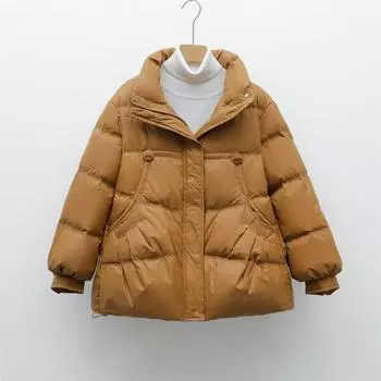 Feather 90 белый утиный пух новый национальный стандарт женский простой однотонный короткий пуховик женское пальто M хаки