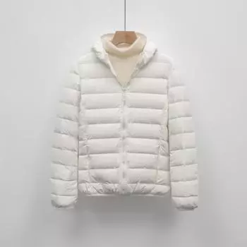 Feather 90 флисовая однотонная легкая и тонкая женская одежда с капюшоном бесшовный пуховик короткая куртка большого размера S жёлтый