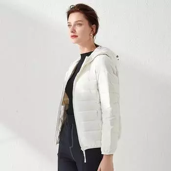 Feather 90 флисовая однотонная легкая и тонкая женская одежда с капюшоном бесшовный пуховик короткая куртка большого размера S красный