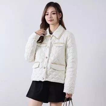 Feather 90 New National Standard White Duck Down Rhombus Короткая куртка Зимняя цепочка Пуховик для женщин S белый