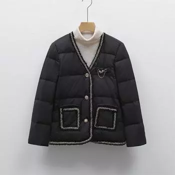 Feather 90 новый национальный стандарт белый утиный пуховик зимняя ромб теплая свободная пуховик женский S чёрный