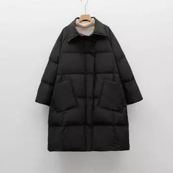 Feather 90 White Duck Down New National Standard Женская простая однотонная утолщенная средняя и длинная пуховая куртка для женщин M хаки