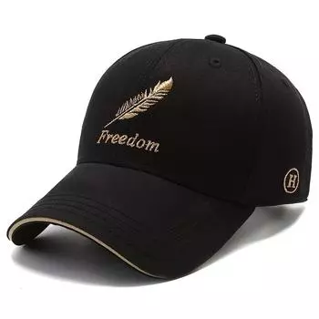 Бейсболка с вышивкой Feather & Freedom, черная вымытая кепка с козырьком, летняя регулируемая кепка от солнца, подходит для занятий спортом на открытом воздухе чёрный