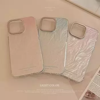 Чехол для телефона с лазерным градиентом и перьями 15promax