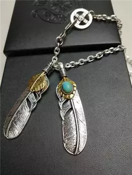 Feather Necklace Men S And Women S Sweater Chain Short Accessories Summer Takahashi Feather Pendant Collarbone Chain