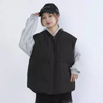 Feather Simple Loose White Duck Down Solid Color Knitted Collar Vest Sleeveless Women s New Down Vest One size бежевый