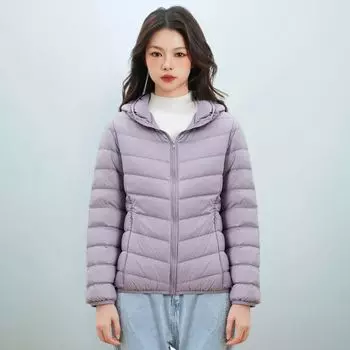 Feather женская одежда осень и зима новый новый национальный стандарт 90 пух легкий пуховик женское простое пальто с шапкой M