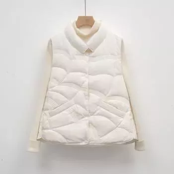 Feather женский корейский вариант воротник-стойка жилет женский жилет женский новый пуховик осень-зима без рукавов теплый ретро S коричневый