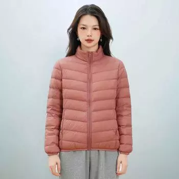 Feather женский новый национальный стандарт 90 пух простой пух однотонный женский воротник-стойка женская одежда легкий пуховик женский M