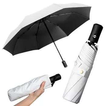 featured wide Folding sun or rain UV automatic storage pouch wind water white [Magazine parasol] umbrella, parasol, protection, one-touch белый