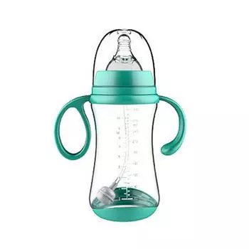 Feeder Fruit Juice Wide-Caliber Nipple Bottle Baby Bottle with Grip Nursing Care Milk Bottles blue-300ml