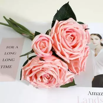 Почувствуйте увлажняющий букет роз, имитация цветка, ручной букет, украшение для гостиной, искусственный цветок, реквизит для фотосъемки 29cm розовый