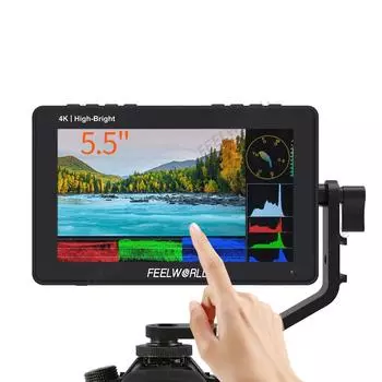 FEELWORLD F5 PRO X 5,5-дюймовый IPS-монитор, 1600 нит, видеопанель, 1920*1080 пикселей, сенсорное управление, вход 4K UHD чёрный