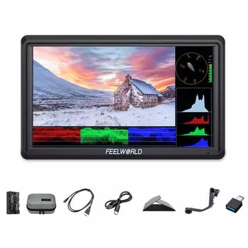 FEELWORLD FW568 Компактный накамерный монитор для DSLR-камеры с 3D LUT, формой волны, вектором, Full HD 1920x1080, входом и выходом HDMI, аккумулятором F550 и хранилищем 6-дюймовый