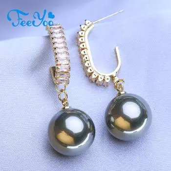 FEEYOO длинные серьги для женщин, модные серьги с кубическим цирконием, ювелирные изделия, свадебные серьги с искусственным жемчугом белый