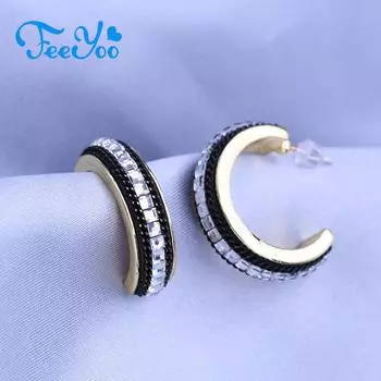 FEEYOO круглые серьги-гвоздики для женщин и девочек, модные серьги золотого цвета, ювелирные изделия Giftt A