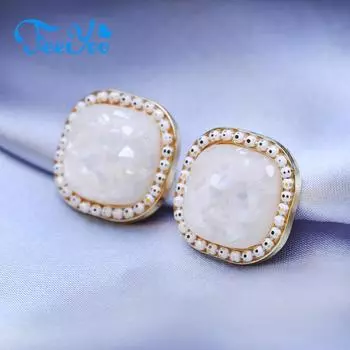 FEEYOO квадратные серьги-гвоздики для женщин, модные серьги, ювелирные изделия, свадебные серьги белый