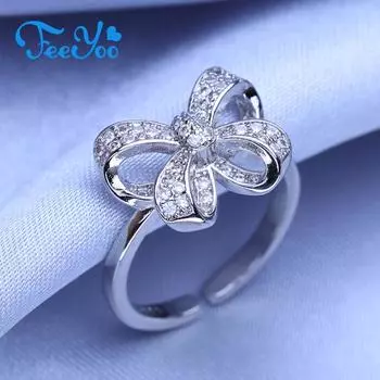 FEEYOO Мода Лук Цирконий Кольцо Ювелирные Изделия Регулируемое Кольцо Для Женщин белый