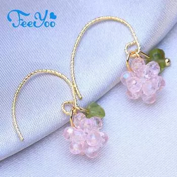 FEEYOO розовые серьги для женщин, модные серьги, ювелирные изделия, свадебные длинные серьги-капли золотой