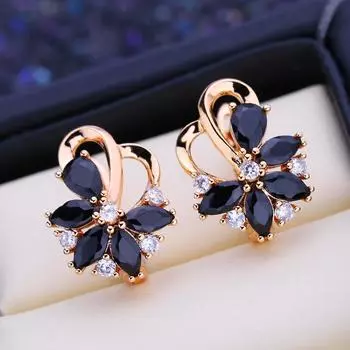 FEEYOO серьги-клипсы цвета розового золота, модные серьги для женщин, серьги-гвоздики с кубическим цирконием, ювелирные изделия A