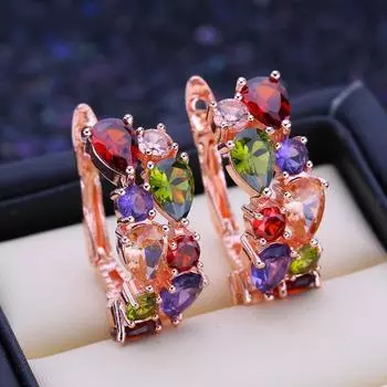 FEEYOO серьги-клипсы цвета розового золота, модные серьги для женщин, серьги-гвоздики с кубическим цирконием, ювелирные изделия A