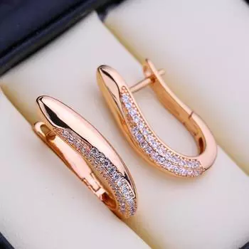 FEEYOO серьги-клипсы цвета розового золота, модные серьги для женщин, серьги-гвоздики с кубическим цирконием, ювелирные изделия A