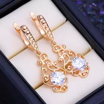 FEEYOO серьги-клипсы цвета розового золота, модные серьги для женщин, серьги-гвоздики с кубическим цирконием, ювелирные изделия A