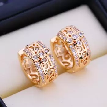 FEEYOO серьги-клипсы цвета розового золота, модные серьги для женщин, серьги-гвоздики с кубическим цирконием, ювелирные изделия A