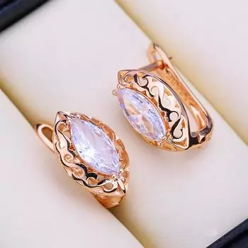 FEEYOO серьги-клипсы цвета розового золота, модные серьги для женщин, серьги-гвоздики с кубическим цирконием, ювелирные изделия A