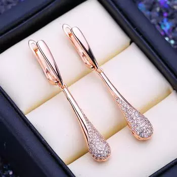 FEEYOO серьги-клипсы цвета розового золота, модные серьги для женщин, серьги-гвоздики с кубическим цирконием, ювелирные изделия A