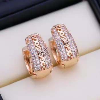 FEEYOO серьги-клипсы цвета розового золота, модные серьги для женщин, серьги-гвоздики с кубическим цирконием, ювелирные изделия A